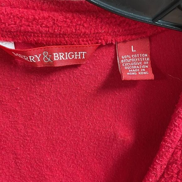 MERRY & BRIGHT Ladies Embroidered Vintage Scottie Dog Holiday Fleece Vest L Red - Picture 8 of 11